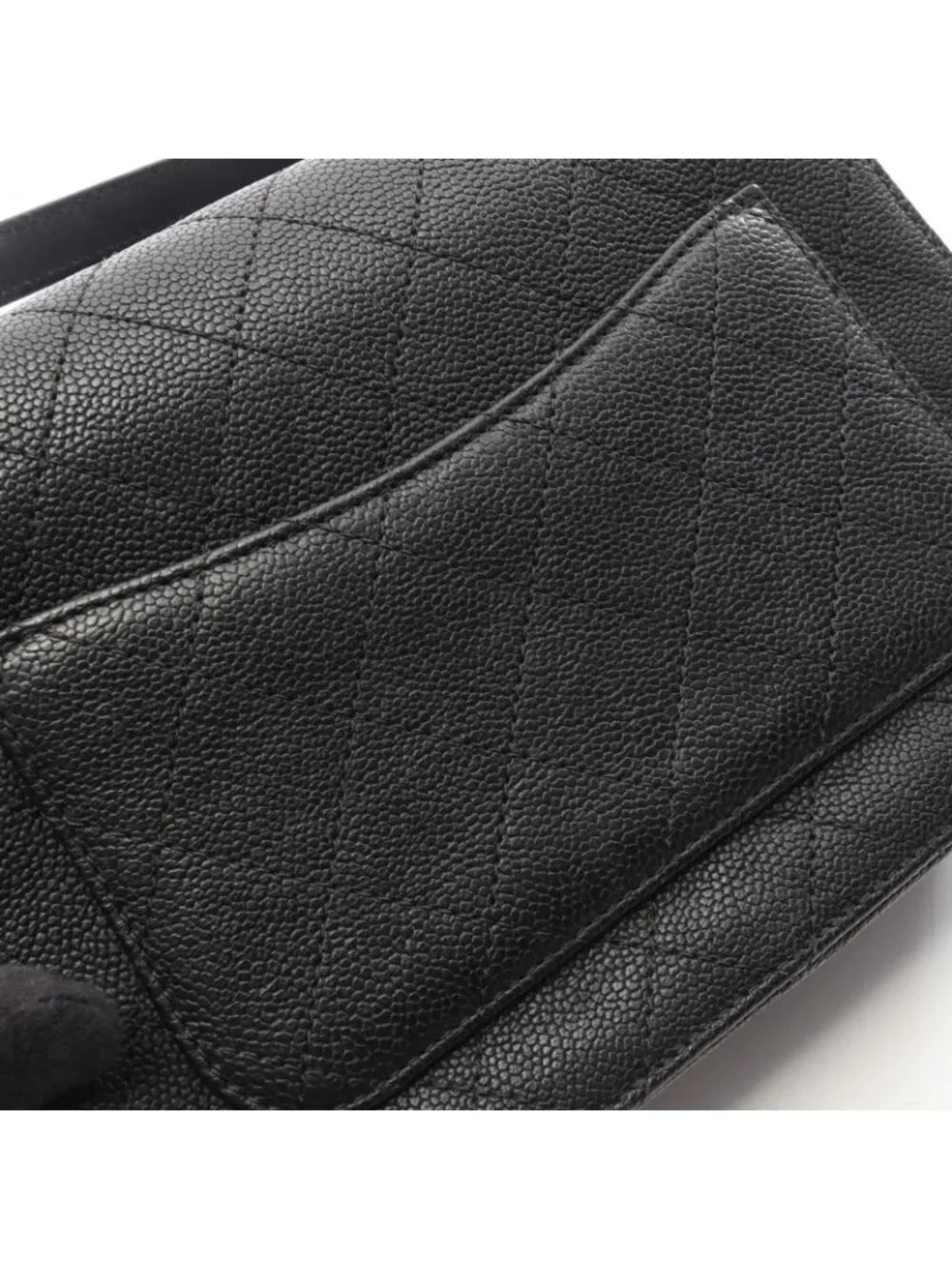 Chanel Shoulder Bag CC Logo Top Handle Flap Quilted 2-Way Black